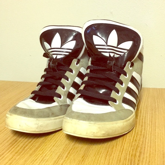 gray adidas high tops